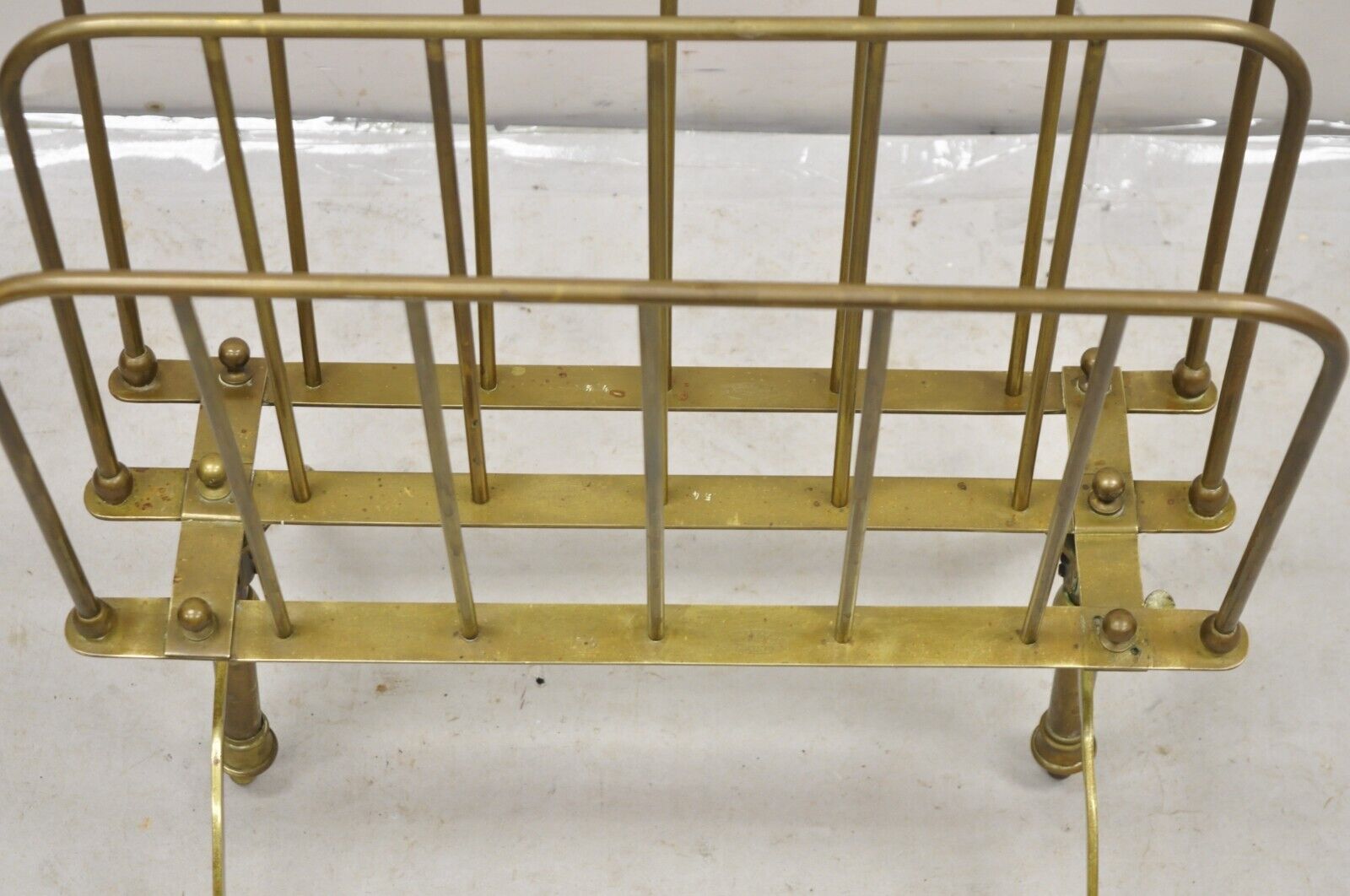 Vintage A. Ravenel Paris French Mid Century Modern Brass Magazine Rack Stand