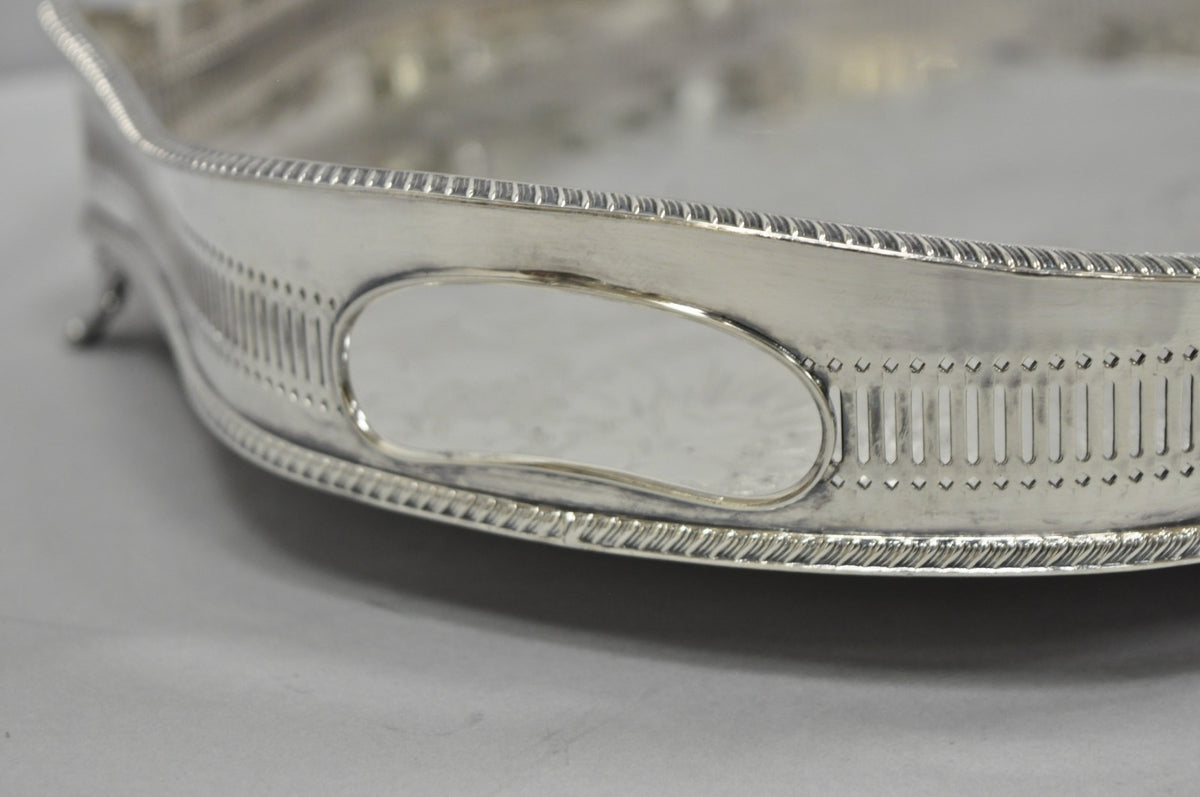 Vintage William Adams Sheffield England Edwardian Silver Plated Scalloped Tray