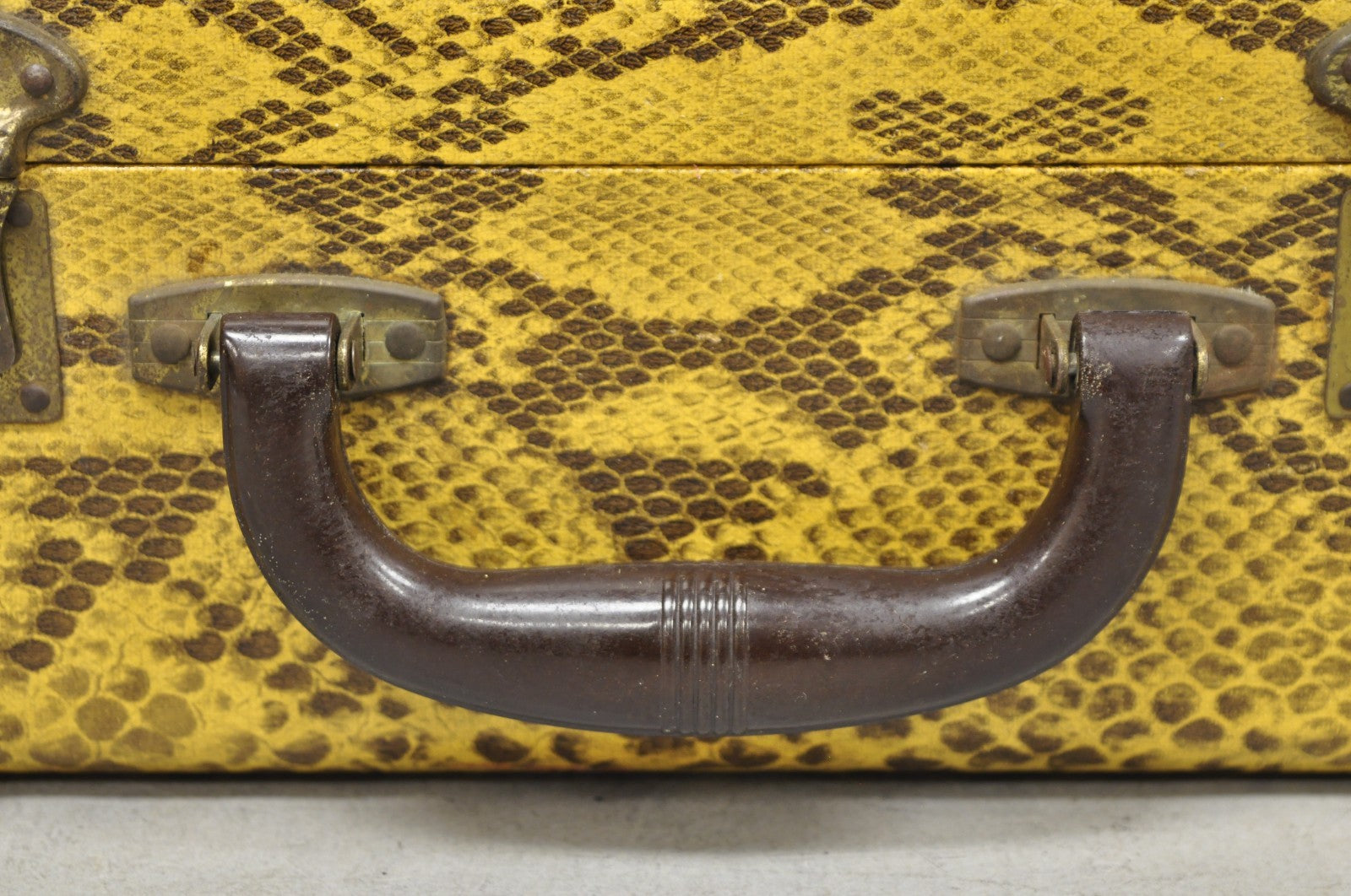 Vintage Mid Century Modern Faux Python Snakeskin Travel Toiletry Case Suitcase