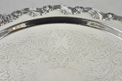 Vintage Sheffield English Victorian Oval Silver Plated Footed Bar Tray w/Handles
