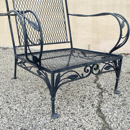 Vintage Salterini Art Nouveau Wrought Iron Garden Patio Sofa Chair Set - 4 Pcs