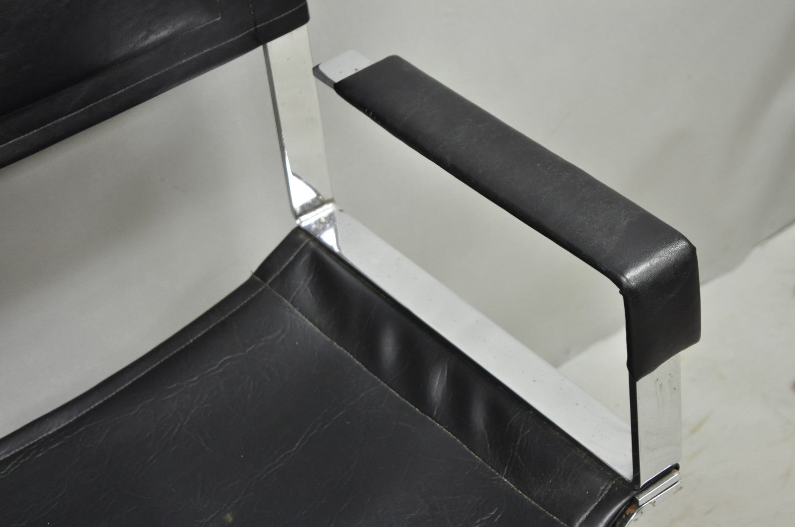 Vintage Alessandro Albrizzi Italy Mid Century Modern Chrome Director Chair Pair
