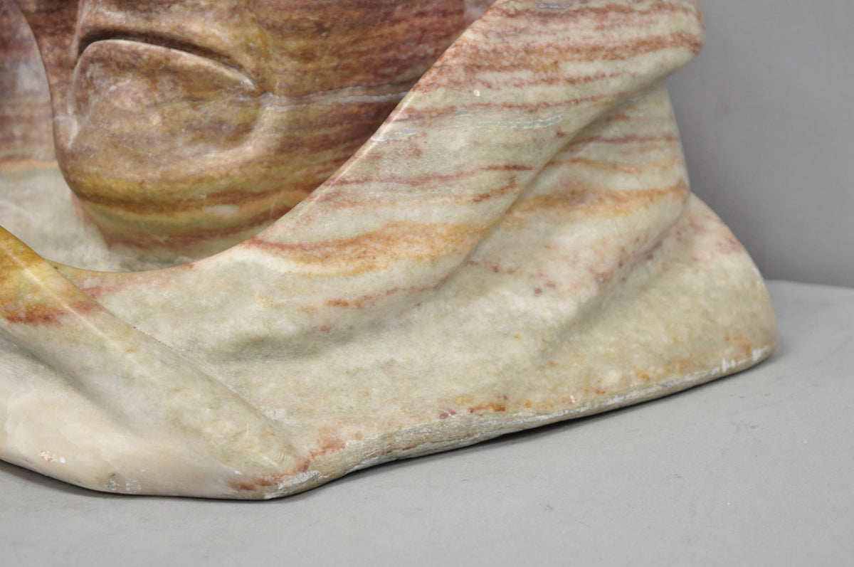 Vintage Seymour Shuren Modern Carved Pink Marble Native American Bust Sculpture
