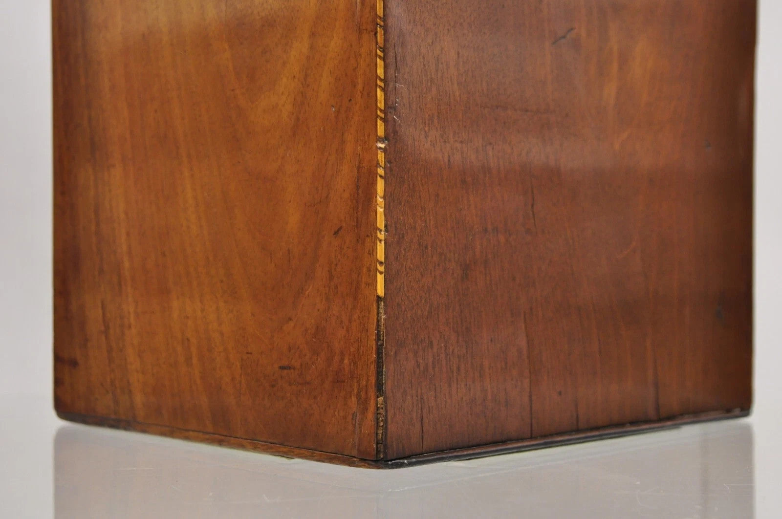 Antique George III Georgian Mahogany & Satinwood Inlay Buffet Knife Box