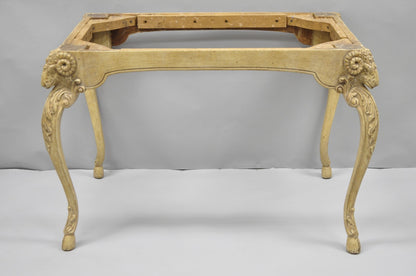 Vintage Italian Regency Rams Head Carved Hoof Foot Console Table Base