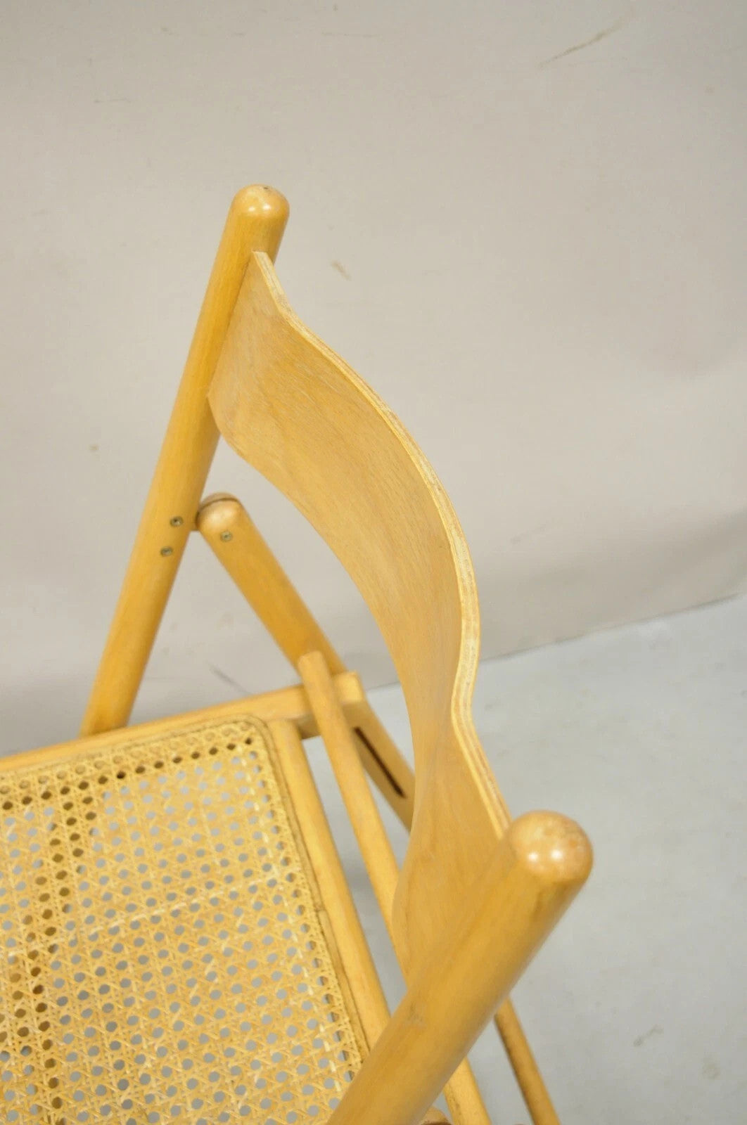 Vintage Habitat England Mid Century Modern Bentwood & Cane Folding Chairs - Pair