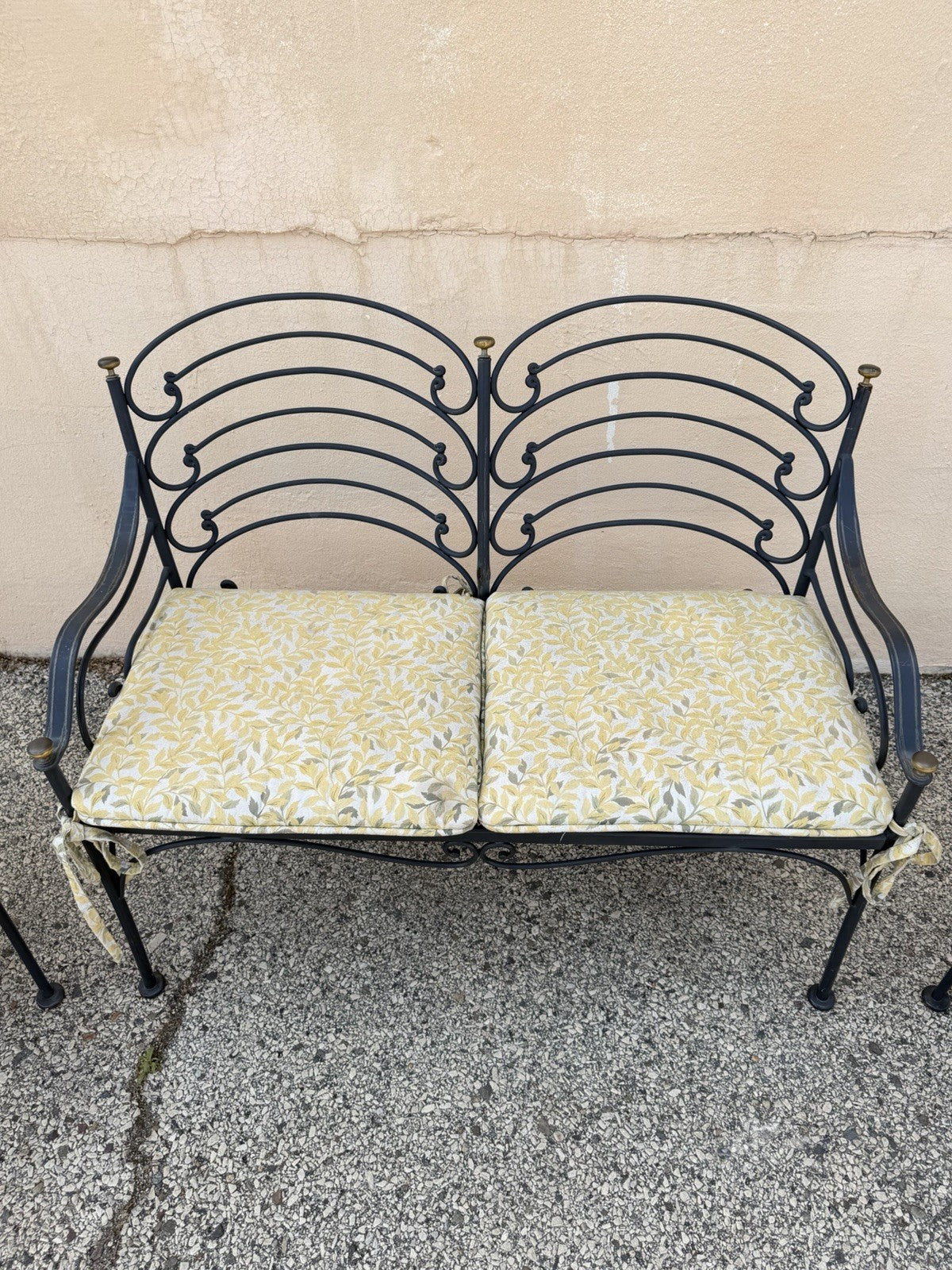 Contemporary Scrolling Wrought Iron Patio Loveseat & Arm Chair Set - 4 pcs