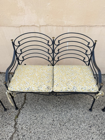 Contemporary Scrolling Wrought Iron Patio Loveseat & Arm Chair Set - 4 pcs