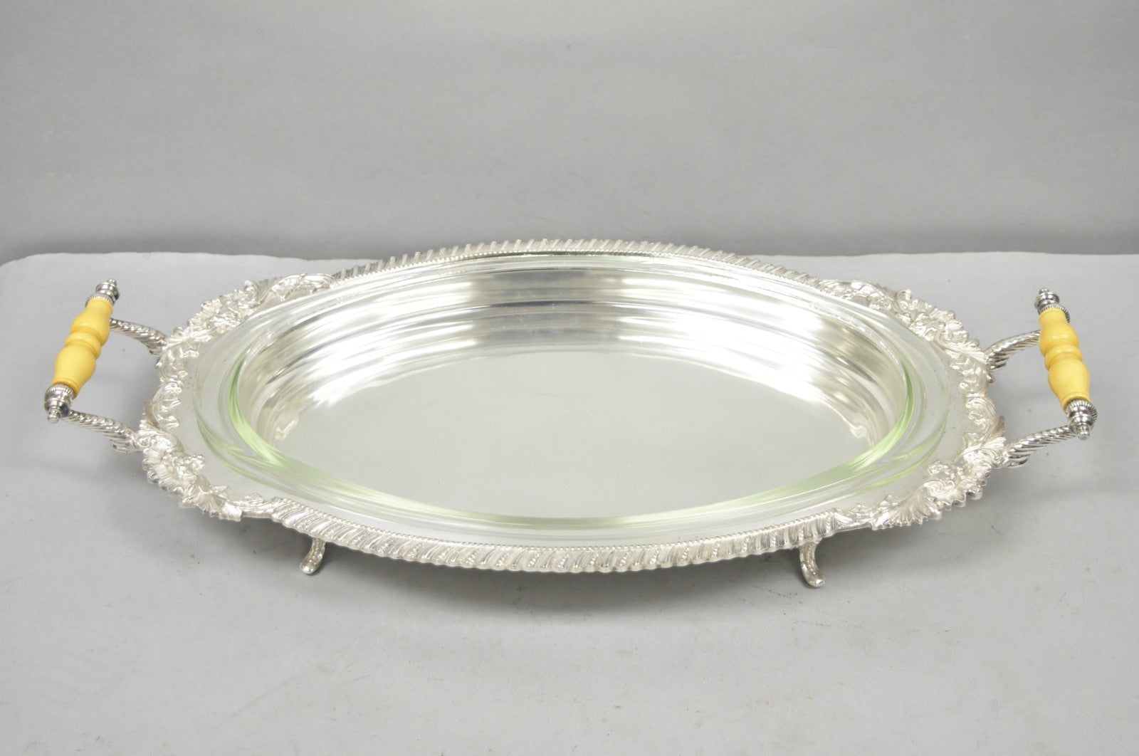 Antique Crown Silver Victorian Silver Plated Large Footed Serving Dish Platter