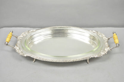 Antique Crown Silver Victorian Silver Plated Large Footed Serving Dish Platter