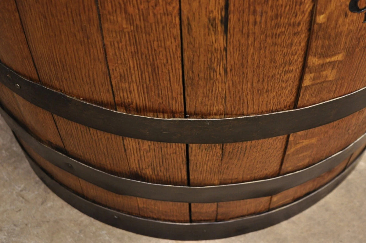 Jack Daniels Whiskey Barrel Engraved Oak Wood with Metal Bands