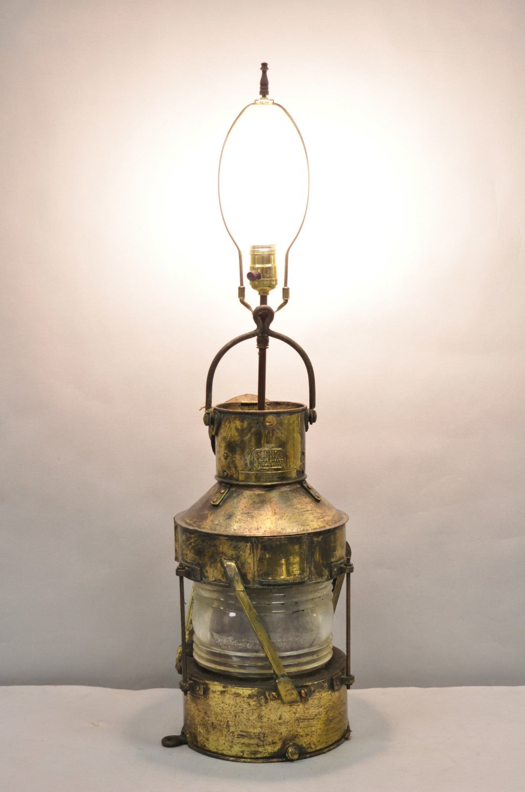 Antique WT George & Co English Copper Maritime Ship Lantern Converted Table Lamp