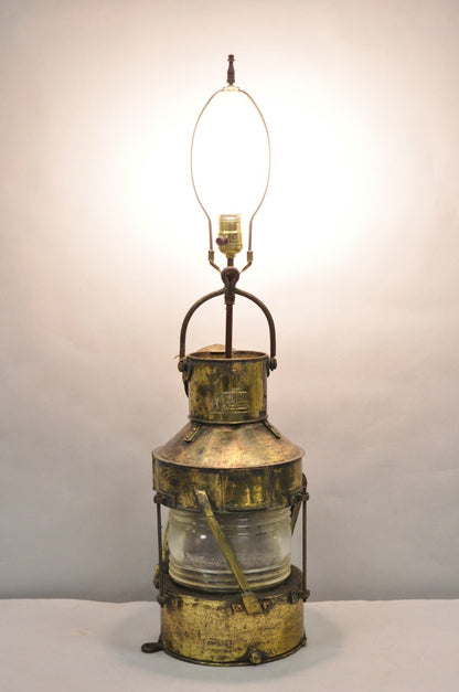 Antique WT George & Co English Copper Maritime Ship Lantern Converted Table Lamp