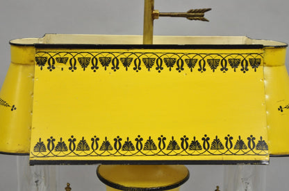 French Country Yellow Paint Italian Tole Metal Candlestick Bouilotte Table Lamp
