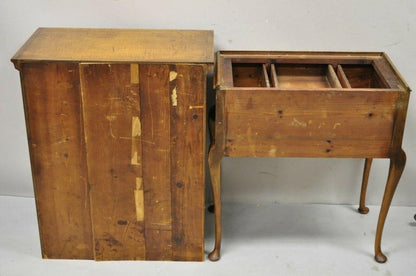 Antique New England Queen Anne Curly Tiger Maple Small Chest Dresser Highboy