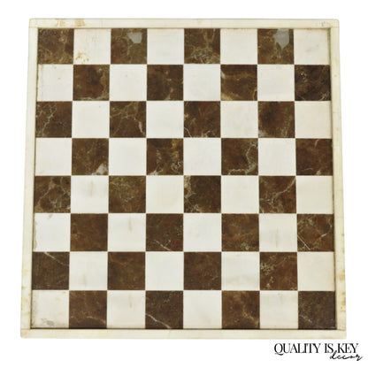 Vintage Mid Century Modern Mosaic Brown Marble Stone Chess Game Checkerboard
