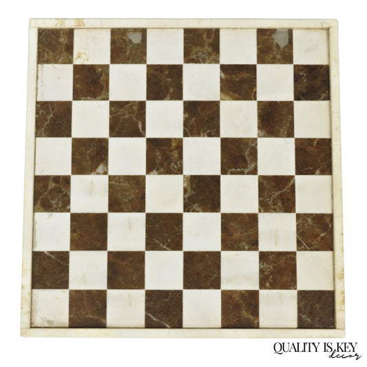 Vintage Mid Century Modern Mosaic Brown Marble Stone Chess Game Checkerboard