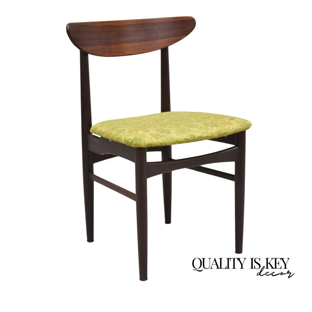 Vintage Dyrlund Mid Century Danish Modern Rosewood Curved Back Dining Side Chair