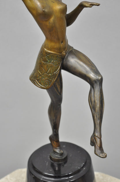 Vintage Reproduction French Art Deco Style Bronze Flapper Dancer Figure Statue