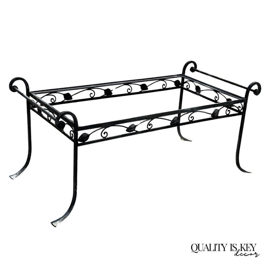 Vintage Salterini Art Nouveau Wrought Iron Garden Patio Rectangular Coffee Table