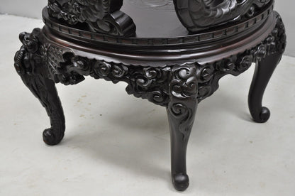 Antique Japanese Dragon Carved Wood Export Oriental Palace Lounge Arm Chair