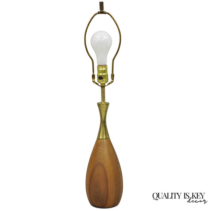 Vintage Tony Paul Mid Century Modern Sculpted Walnut & Brass Small Table Lamp