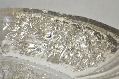 Antique Victorian Silver Plated Fruit Harvest Repousse Centerpiece Fruit Bowl