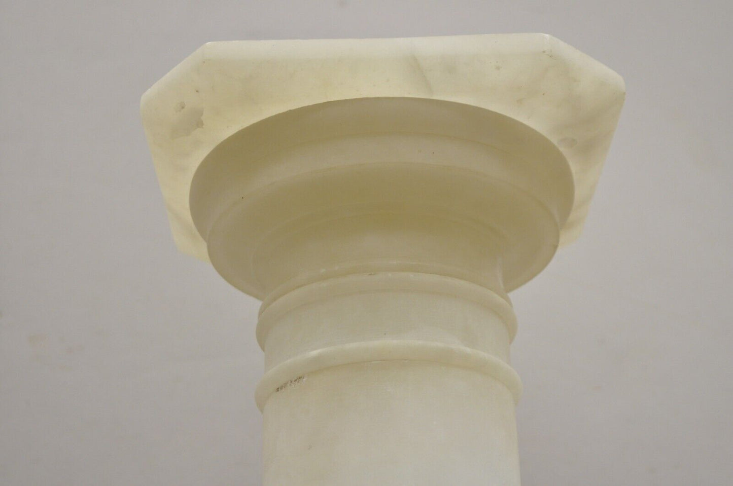 Antique Italian Carved Alabaster Maple Leaf Classical Pedestal Column Stand