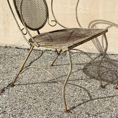 Vintage Mid Century Wrought Iron Barrel Back Garden Patio Dining Chairs - A Pair