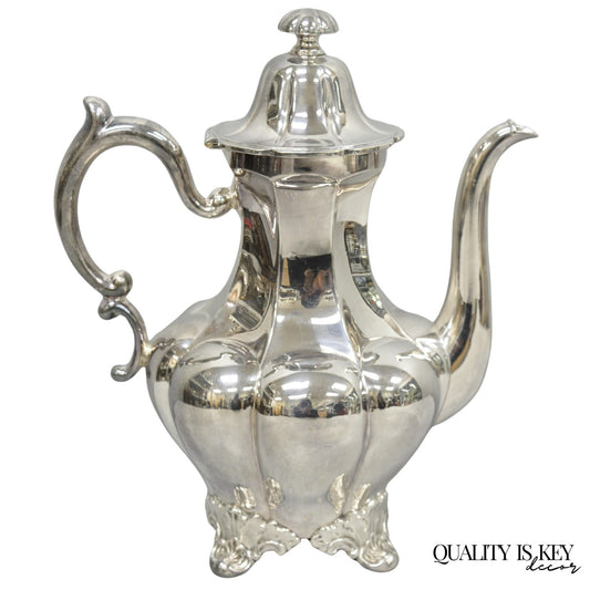 Vintage Victorian Silver Plated Bulbous Footed Tea Pot Tea Kettle