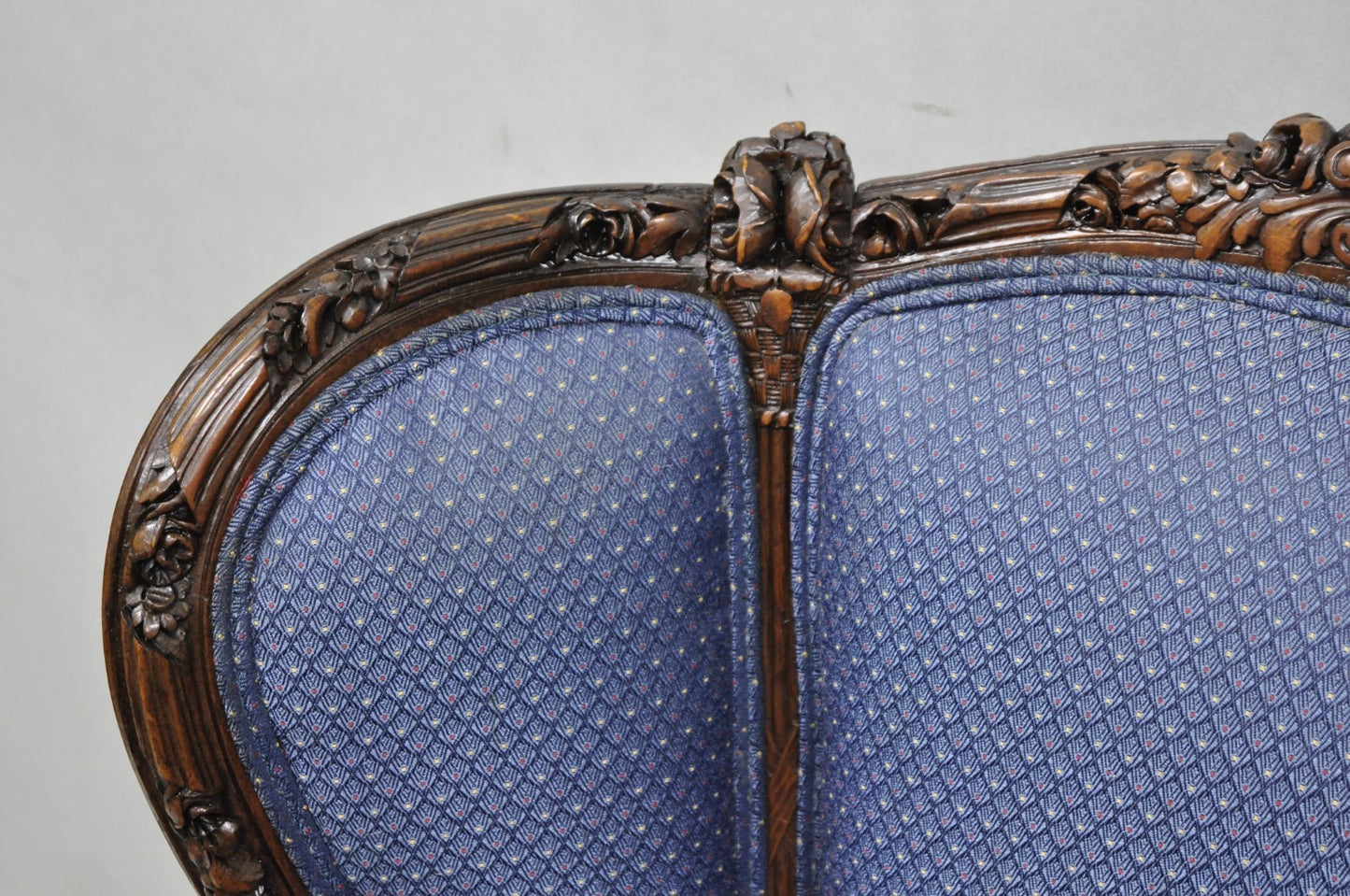 Antique French Renaissance Louis XV Style Carved Walnut Wingback Arm Chair