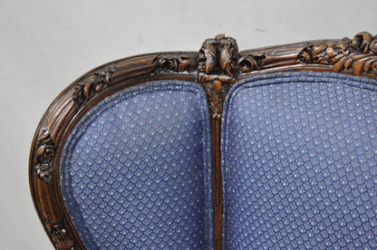 Antique French Renaissance Louis XV Style Carved Walnut Wingback Arm Chair