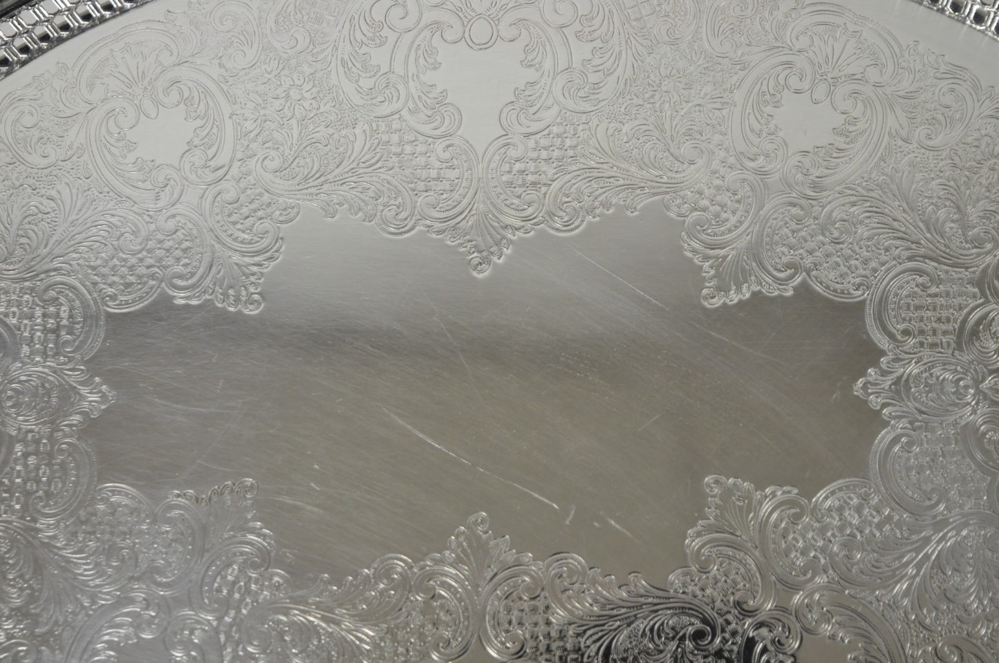 Vintage William Adams WA Italy Silver Plated Oval Raised Gallery Bar Tray