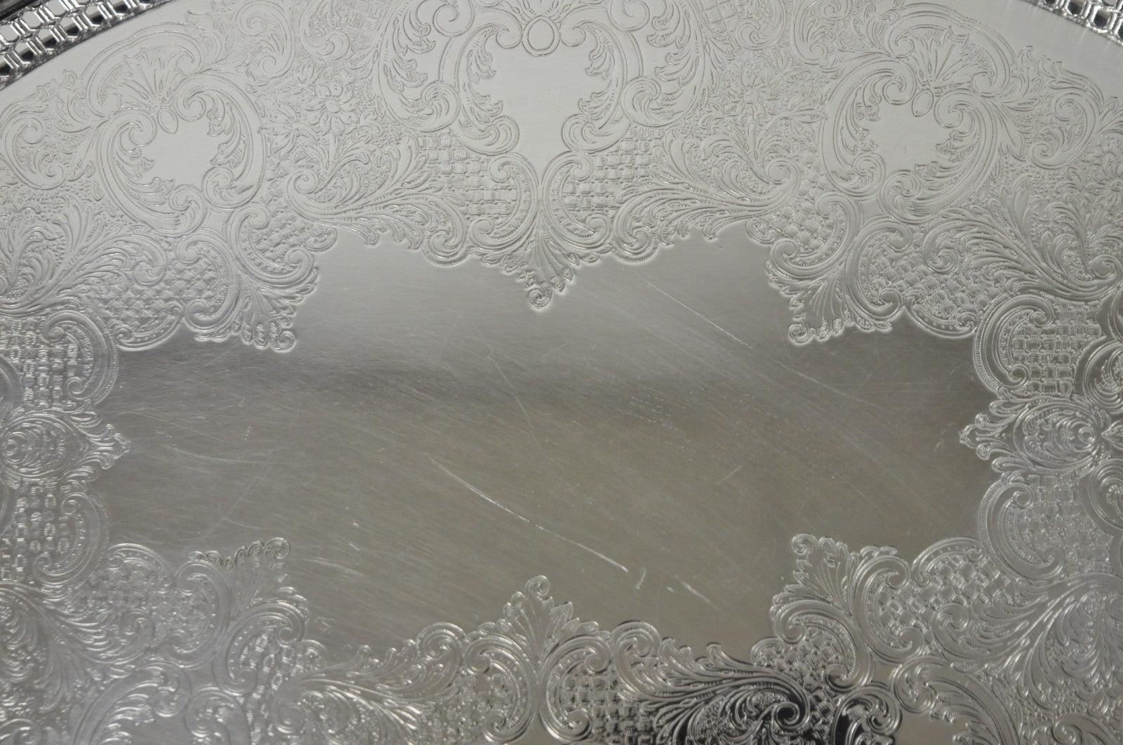 Vintage William Adams WA Italy Silver Plated Oval Raised Gallery Bar Tray