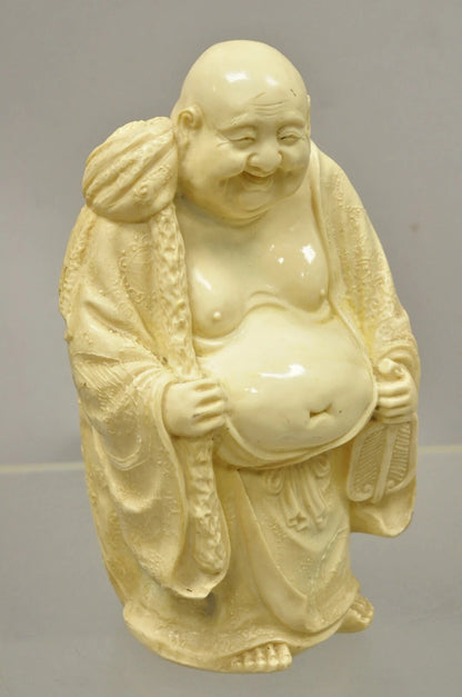 Vintage Indian 13" Cast Resin Laughing Buddah Statue Sculpture Figurine