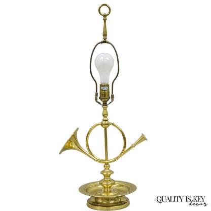 Vintage Remington Brass Equestrian Hunting Horn French Horn Table Lamp