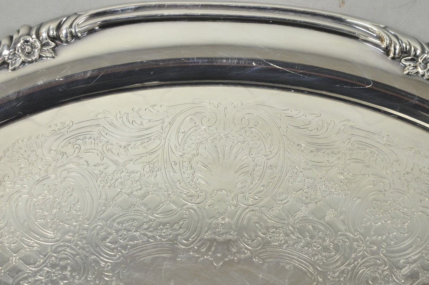 Vintage Reed & Barton 1820 Victorian Silver Plated Oval Serving Platter Bar Tray