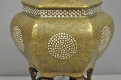 Vintage Oriental Small Porcelain Gold Oil Drop Painted Boudoir Table Lamp