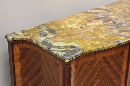 Antique French Louis XV Marble Top Demilune Dresser Commode Cabinet w/ 5 Drawers