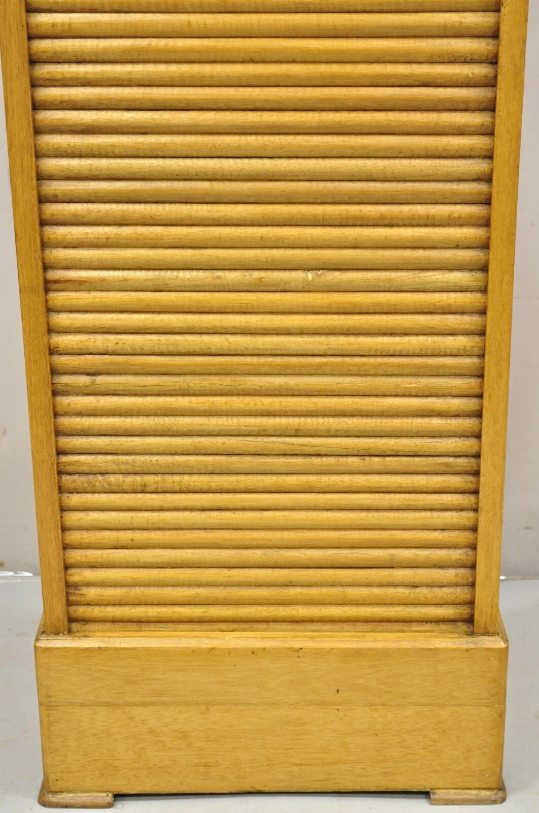 Antique Arts & Crafts Oak & Maple Tambour Shutter Door Lectern Filing Cabinet