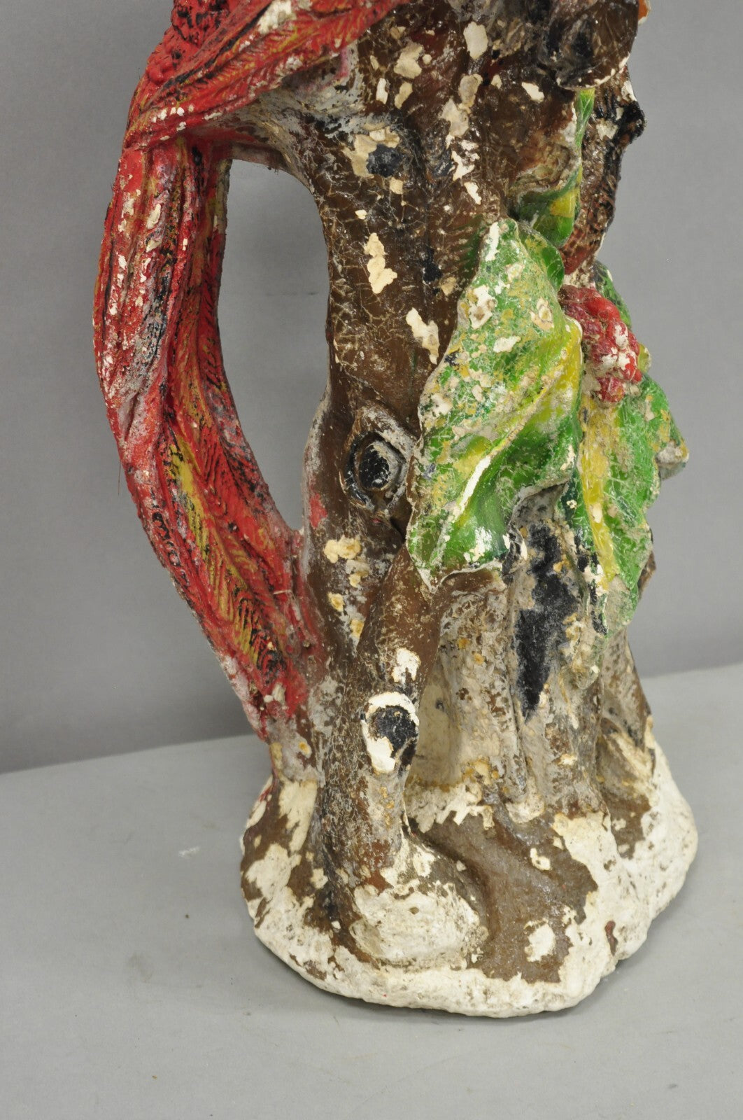 Vintage Hollywood Regency Cast Plaster Red Tropical Parrot Macaw 29" Statue