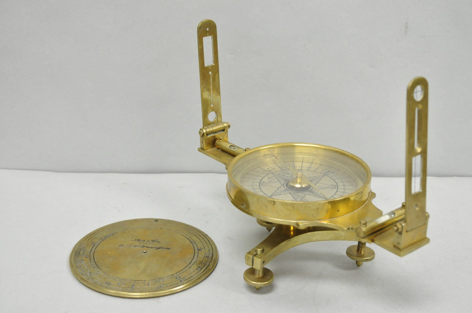 Vintage Victorian Ash & Son Makers Brass Maritime Ship Compass Birmingham Cover