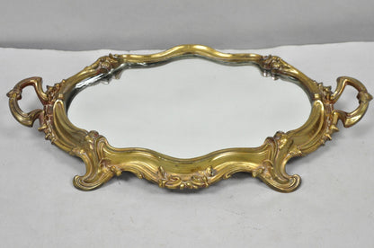 Vintage French Art Nouveau Style Bronze Vanity Mirror Powder Room Perfume Tray