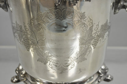 Antique English Victorian Wolf Handle Silver Plated Champagne Chiller Ice Bucket