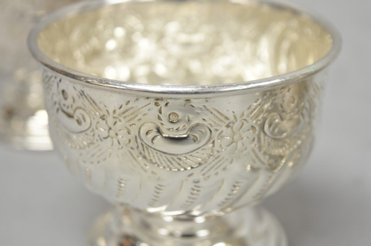 Vintage English Sheffield Kentshire Silver Plated Punch Bowl Set w 12 Footed Cup