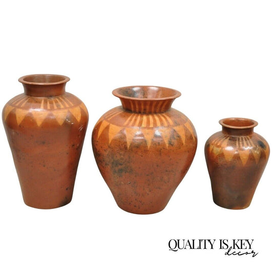 Lombok Crafts Indonesian Terracotta Clay Pottery Graduating Pot Jugs- Set of 3
