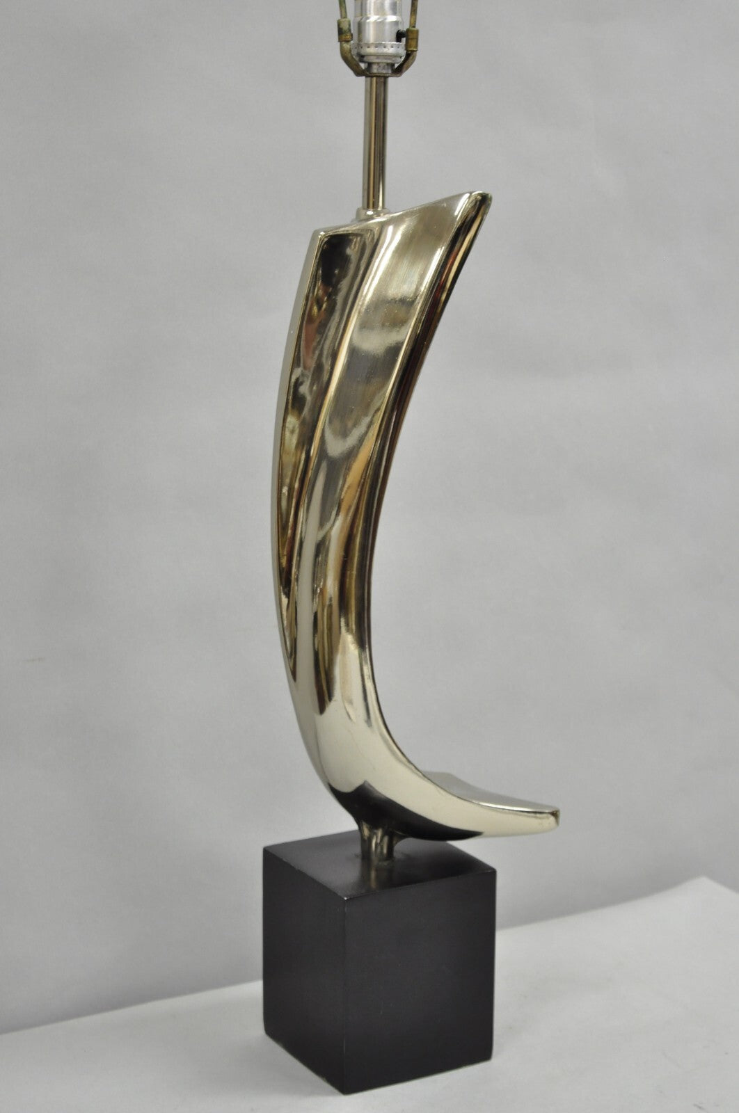 Vintage Mid Century Modern Laurel Sculptural Gunmetal Table Lamp by Weiss & Barr