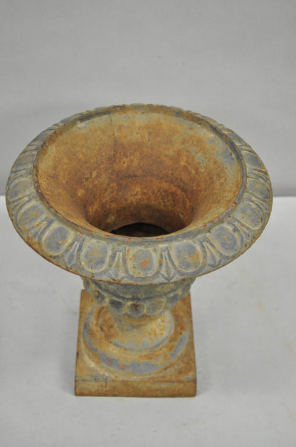 Antique Cast Iron 12.5" French Classical Small Urn Garden Flower Planter Pot
