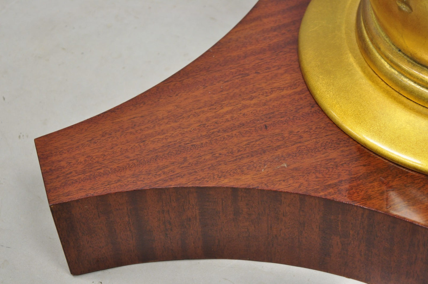 Vintage French Regency Style Mahogany & Gold Gilt Plume Table Pedestal Base (B)