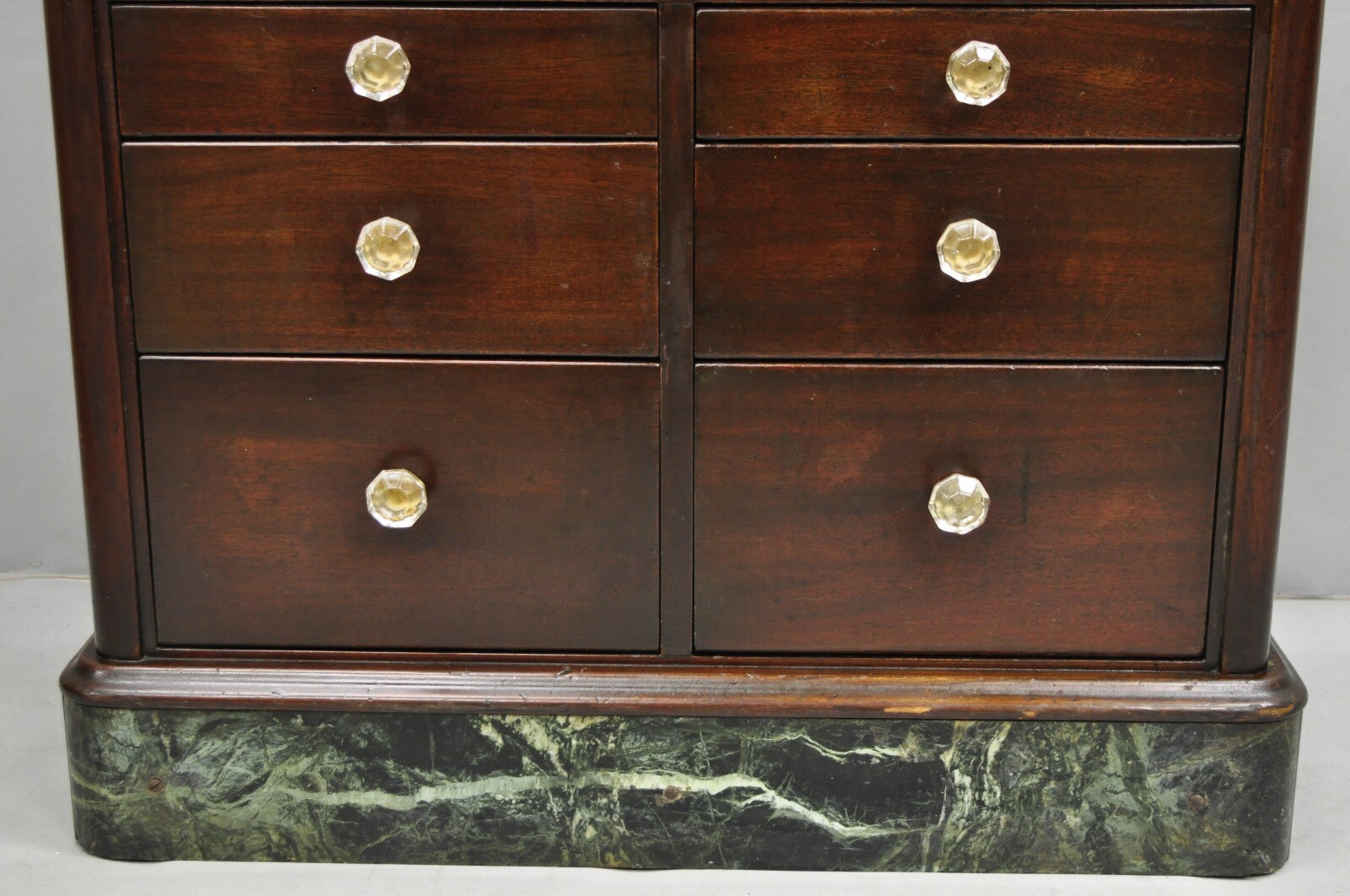 Antique Arts & Crafts Mahogany 15 Drawer Medical Dental Cabinet w/ Marble Base